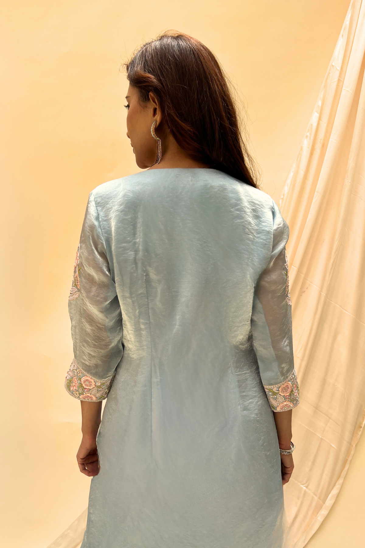 Blue Tissue Kurta Set