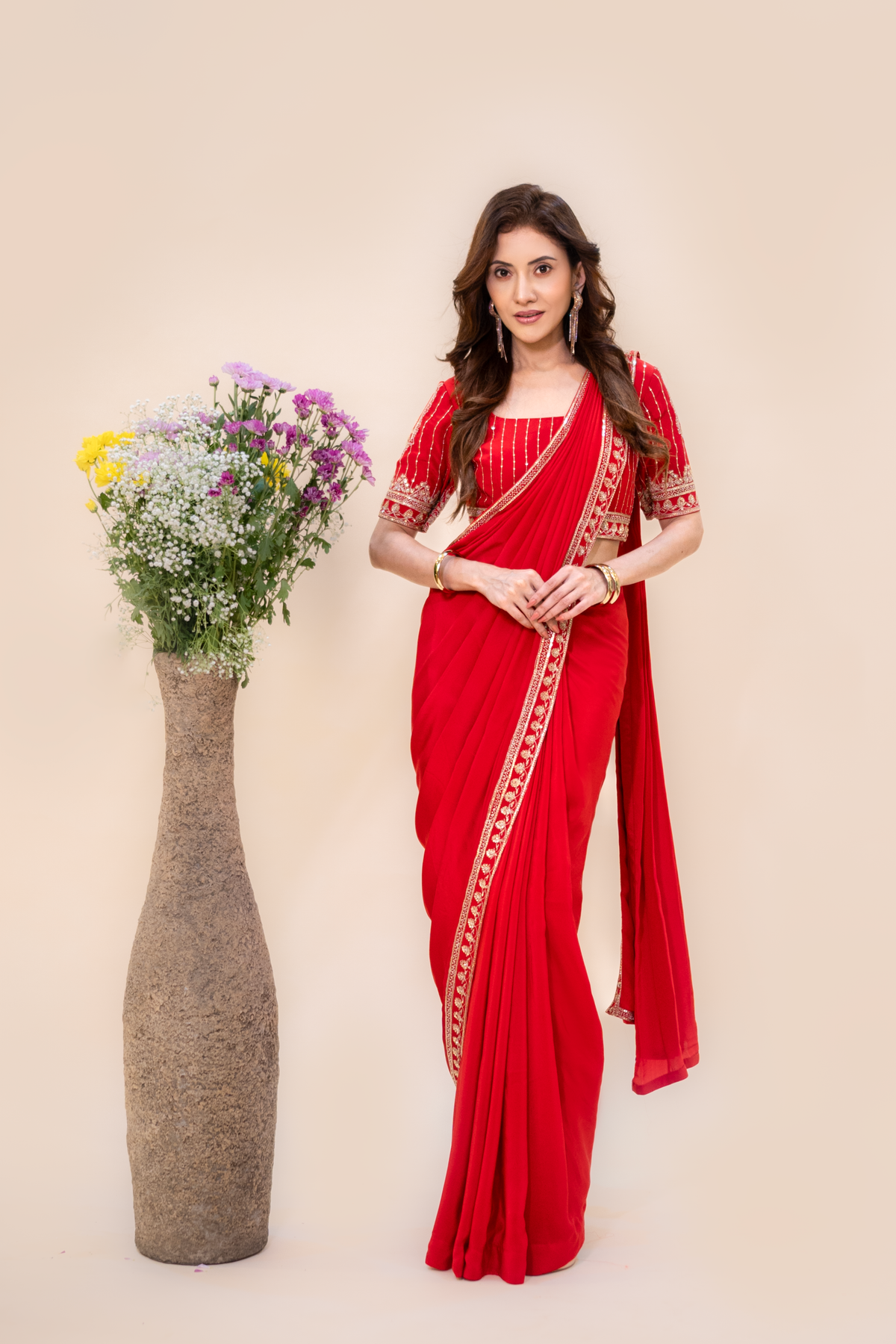 Red Festive Saree